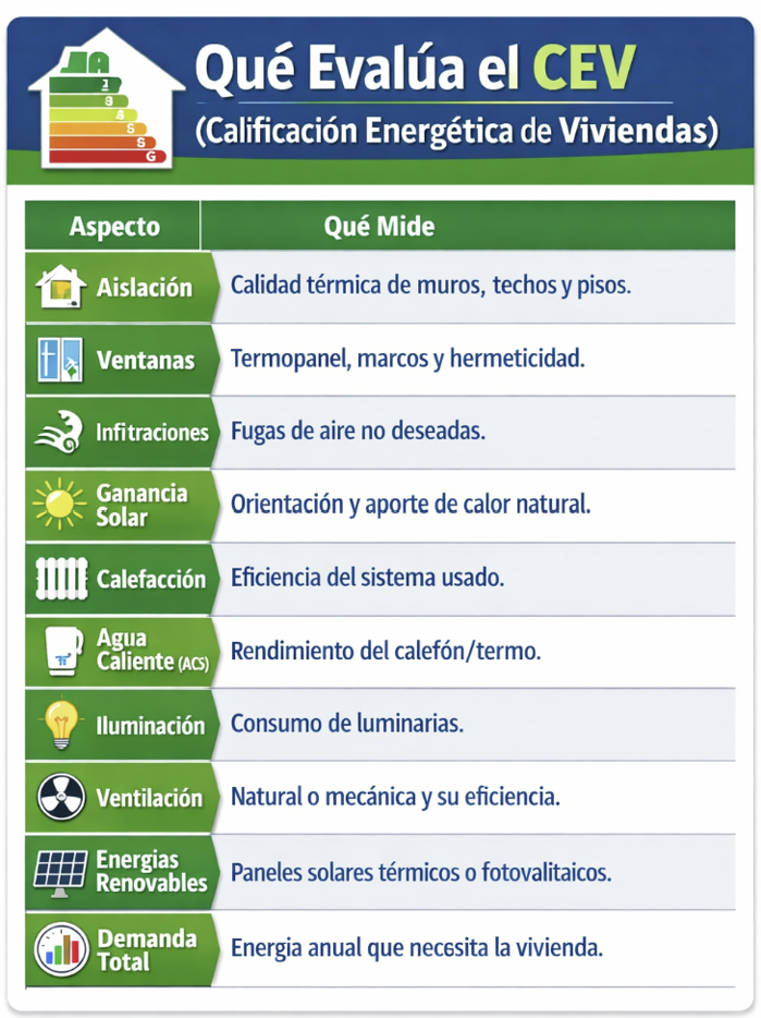 Aspectos evaluados en la certificación CEV
